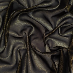 Minerva Core Range Metallic Foil Sheer Chiffon Fabric - Black & Gold Plain Pattern - Width 142.5cm / 57&quot; - per metre