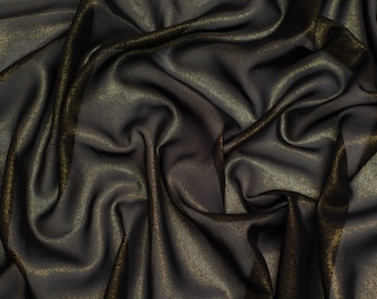 Minerva Core Range Metallic Foil Sheer Chiffon Fabric - Black & Gold Plain Pattern - Width 142.5cm / 57&quot; - per metre