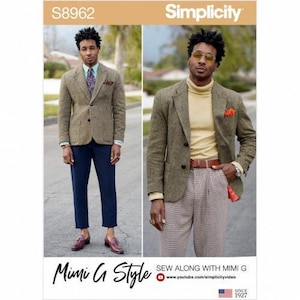 Simplicity Sewing Pattern 8962 Men Jackets, Suits Difficulty Intermediate