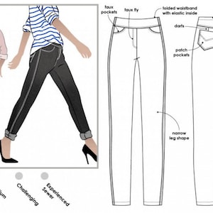 Style Arc Schnittmuster Georgie Stretch Woven Jeans Frauen