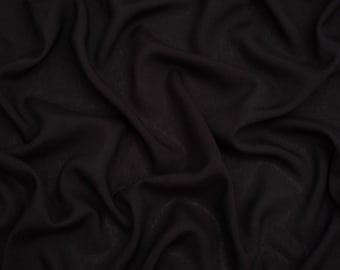 Tejido de viscosa chalí Minerva Core Range - Diseño liso negro - Ancho 140 cm (56") - por metro