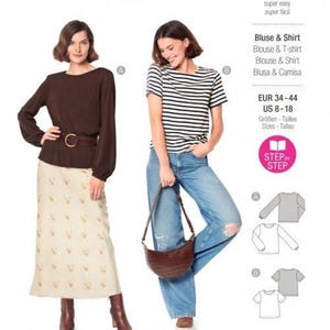 Patrón de costura Burda 6059 - Blusas para mujer, tallas 8-18 (34-44) - Fácil