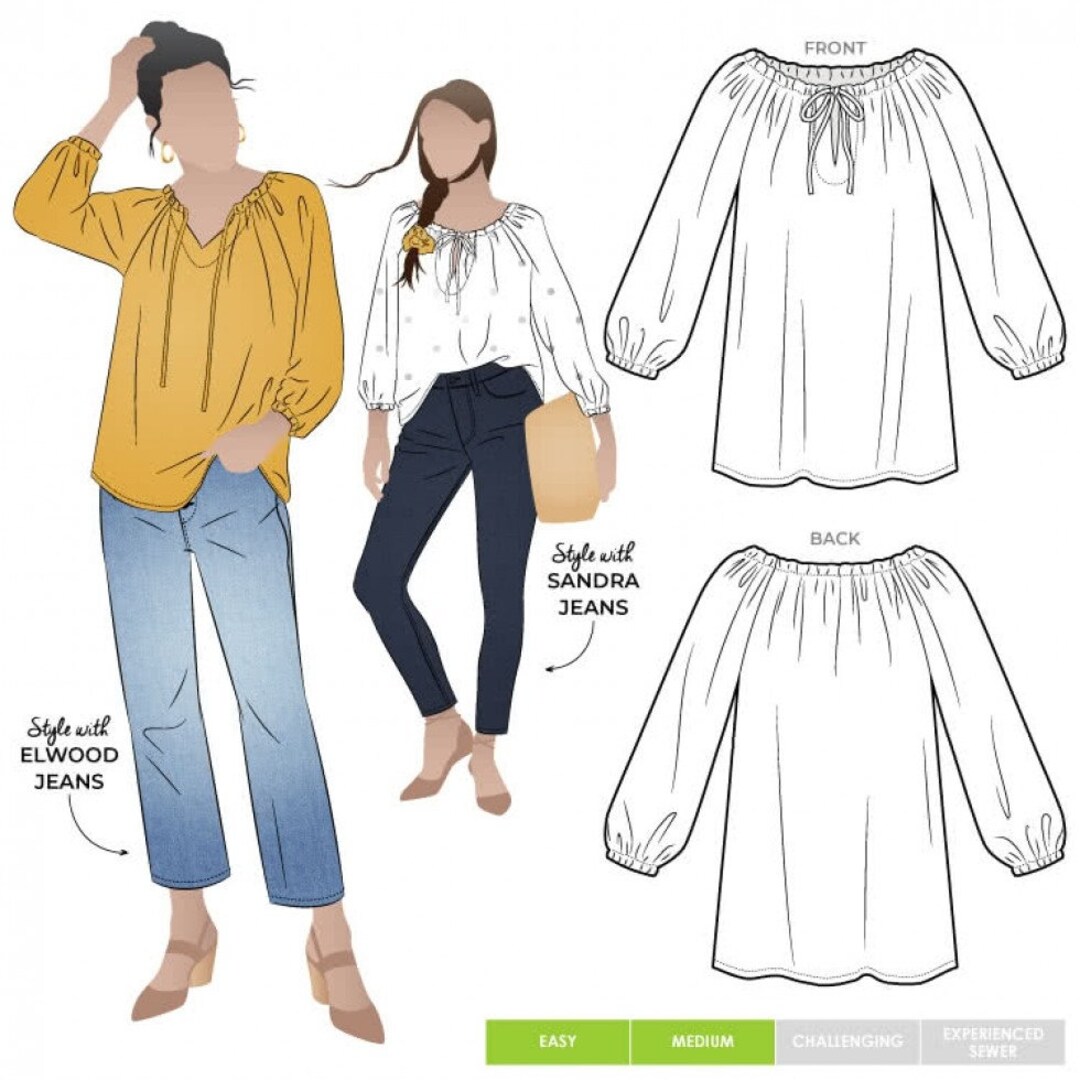 Style Arc Sewing Pattern Anita Peasant Blouse Women - Etsy