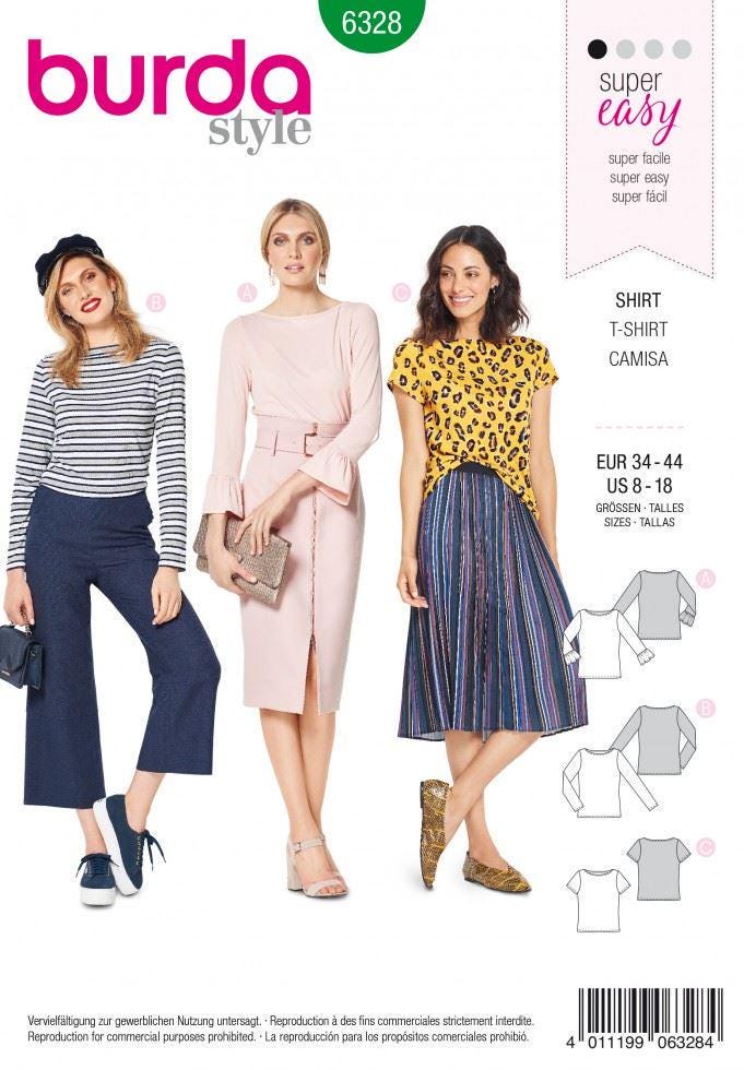 Burda 6328 Paper Sewing Pattern: Women's Top Pattern for Dressmaking ...