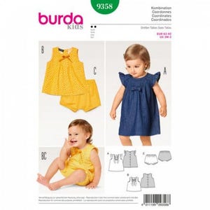 Burda Sewing Pattern 9358 Baby 3 Months - 2 Years Dresses, Shorts, Tops