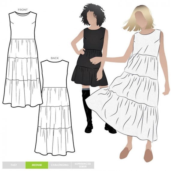 Style Arc Sewing Pattern Nova Midi Dress - Etsy New Zealand