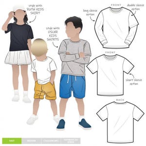 Patrón de costura Style Arc para blusa Bailey para niños de 2 a 8 años
