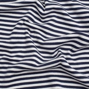 Minerva Tubular Ribbing Stretch Knit Fabric - Navy Blue Stripes - OEKO-TEX - Width 70cm / 28&quot; - per metre