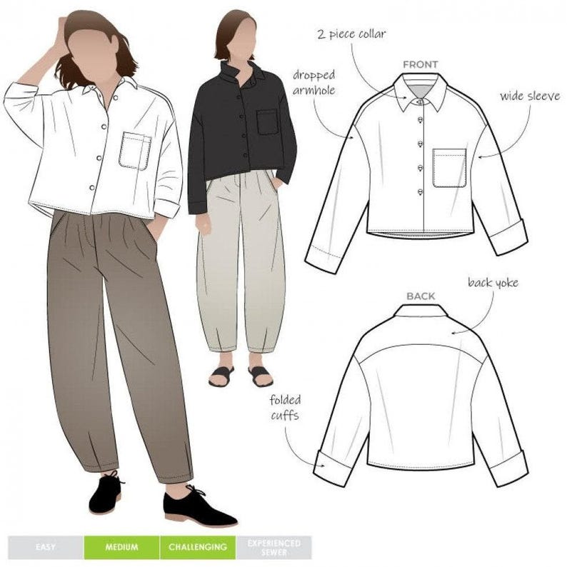 Style Arc Sewing Pattern Archie Shirt Women - Etsy