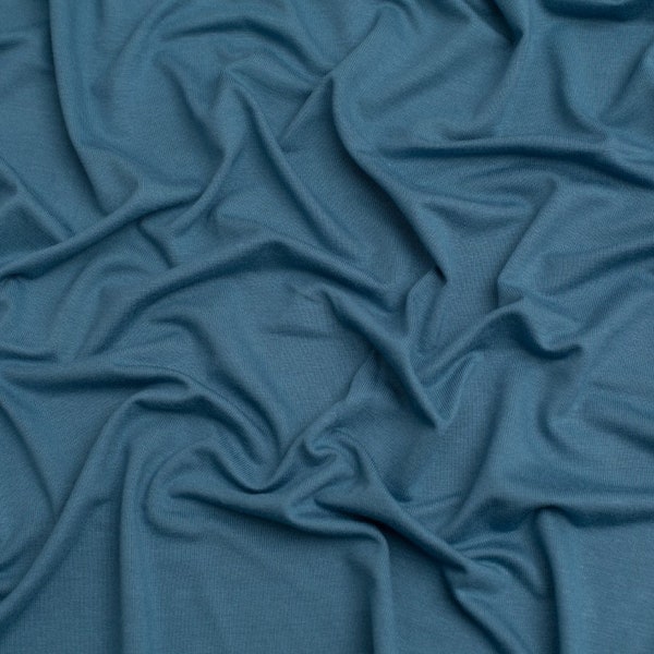 Tissu jersey de viscose Minerva EcoVero - Motif uni bleu indigo - OEKO-TEX - Largeur 155 cm / 62" - par mètre
