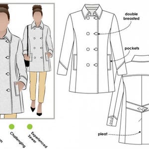 Style Arc Sewing Pattern Beatrice Pea Coat Women