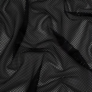 Minerva Core Range Airtex Mesh Stretch Knit Fabric - Black Plain Pattern - Width 150cm / 60&quot; - per metre
