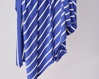 Dzianina bawełniana rozciągliwa Nova Stripe Tencel Modal Jersey - wzór pasków Lapis & Shell - OEKO-TEX - szerokość 170 cm / 68" - na metr