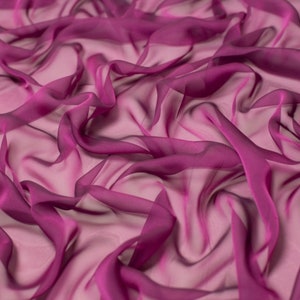 Minerva Core Range Cationic Sheer Chiffon Fabric - Magenta Plain Pattern - Width 145cm / 58" - per metre