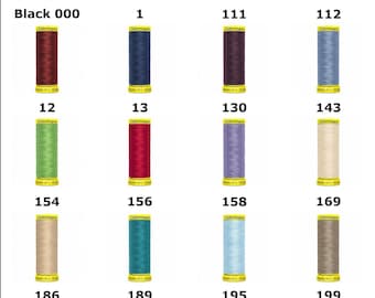 May include: A collection of Gütermann Maraflex elastic stretch sewing thread spools, each containing 150m of thread. The image displays twenty distinct color options, each labeled with a specific color number, arranged in a grid format.