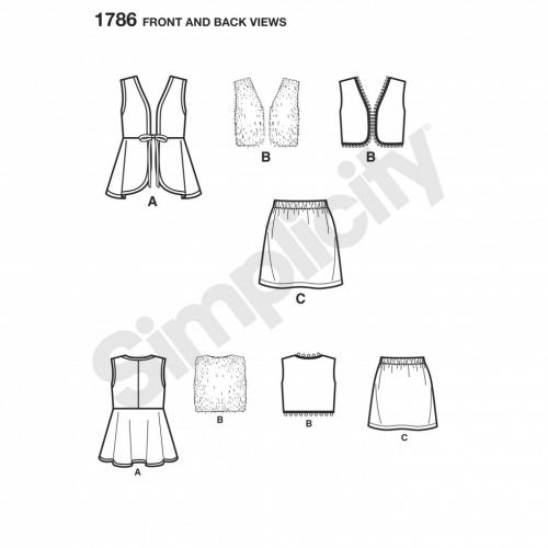 Simplicity Sewing Pattern 1786 Kids, Teenagers Ages: 7-8-10-12-14