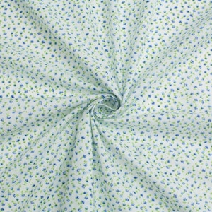 Minerva Printed Polycotton Fabric - Blue Flowers Pattern - Width 112.5cm / 45&quot; - per metre