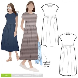 Style Arc Sewing Pattern Montana Midi Dress Women