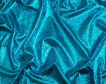 Minerva Holographic Activewear Lycra Four Way Stretch Knit Fabric - Turquoise Animal Prints Pattern - Width 150cm / 60" - per metre