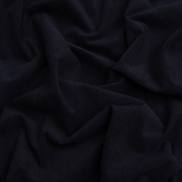 Minerva Core Range 21 Wale Cotton Babycord Fabric - Navy Blue Plain Pattern - Width 144cm / 57" - per metre