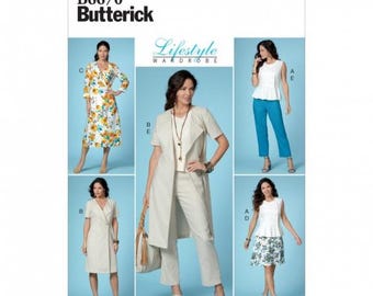 Patron De Couture Butterick 5570 - 4 Créations : Pantalon, Robe, Veste Chic - Tailles 34 à 48 (Neuf, Non Découpé)