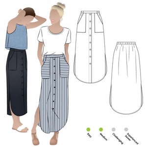 Style Arc Sewing Pattern Indigo Maxi Skirt  Women