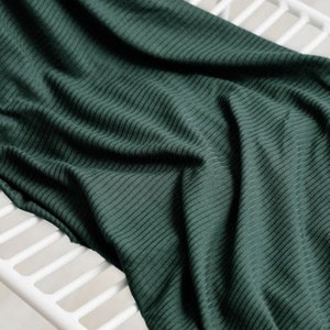 Derby Tencel Modal Rib Stretch Knit Fabric - Deep Green Plain Pattern - OEKO-TEX - Width 130cm / 52&quot; - per metre