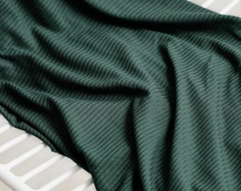 Derby Tencel Modal Rib Stretch Knit Fabric - Deep Green Plain Pattern - OEKO-TEX - Width 130cm / 52" - per metre