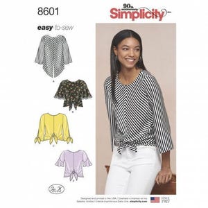 Patron de couture Simplicity 8601 Hauts pour femmes - Niveau facile