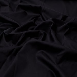 Minerva Core Range Supima Smooth Cotton Lawn Fabric - Black Plain Pattern - Width 140cm / 56&quot; - per metre