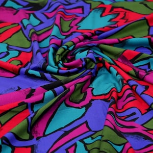 Minerva Exclusive Arcane Art Viscose Challis Fabric - Ruby Abstract, Geometric Pattern - OEKO-TEX - Width 150cm / 60&quot; - per metre