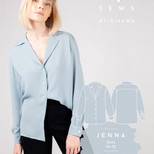 Vikisews Sewing Pattern Jenna Blouse Women UK 4-22 Tops, Shirts