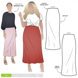 Style Arc Sewing Pattern Genoa Bias Cut  Skirt Women