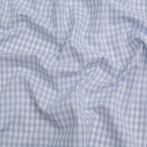 Minerva Core Range 1/4 inch 100% Cotton Gingham Fabric - Light Blue Checks Pattern - OEKO-TEX - Width 140cm / 56&quot; - per metre