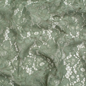 Minerva Core Range Corded Lace Fabric - Pastel Green Flowers Pattern - Width 146cm / 58&quot; - per metre