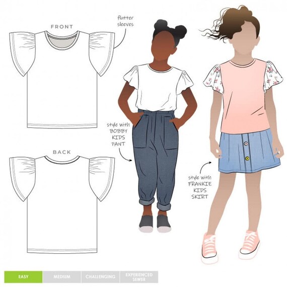 Style Arc Sewing Pattern Kids Harlow Knit Top Kids Ages 2-8 Tops