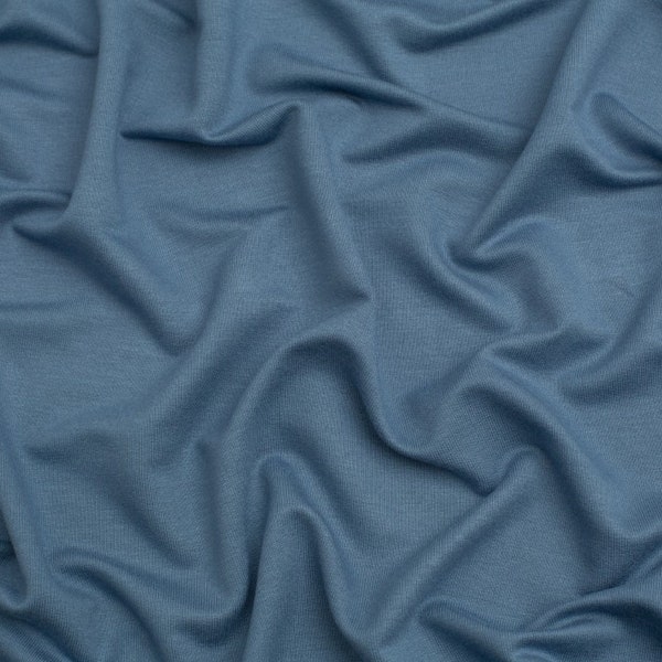 Minerva EcoVero Viscose Loop Back Jersey Stretch Knit Fabric - Indigo Blue Plain Pattern - OEKO-TEX - Width 155cm / 62" - per metre