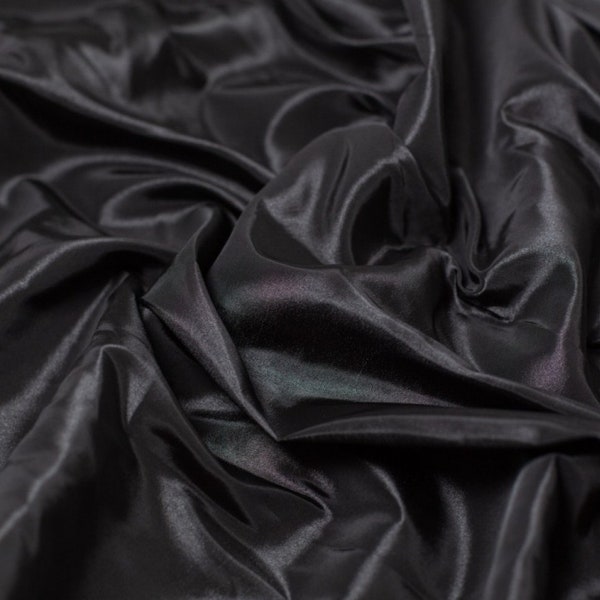 Minerva Core Range Shot Taffeta Fabric - Black Plain Pattern - Width 145cm / 58" - per metre