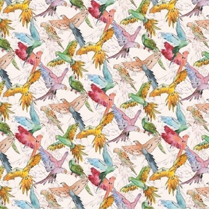 Minerva Exclusive Sittich Spaziergang - Gemustert, Vögel - POD Print-On-Demand Bekleidungs-/ Bekleidungsstoff - Meterware