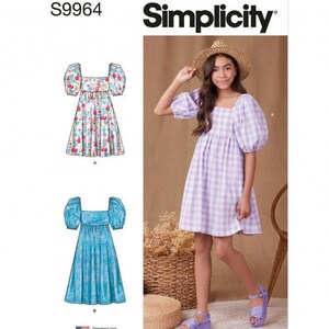 Simplicity 9964 A Dress Sewing Pattern, Paper Dressmaking Pattern, Intermediate, Sizes 7-14