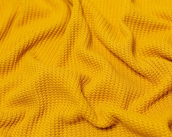 Minerva Core Range Chunky Cotton Sweater Knit Stretch Fabric - Ochre Plain Pattern - OEKO-TEX - Width 150cm / 60" - per metre