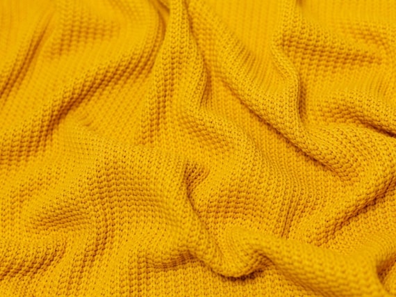 Cotton Waffle Sweater Knit - Ochre Yellow Cotton Waffle Sweater Knit - Ochre Yellow
