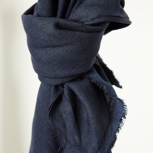 Mind The MAKER Nisa Softened Linen Fabric - Indigo Night Plain Pattern - OEKO-TEX - Width 140cm / 56&quot; - per metre