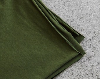 Mind The MAKER Tejido de punto elástico de algodón de un solo jersey - Patrón liso verde caqui - OEKO-TEX - Ancho 170 cm / 68 " - por metro v2