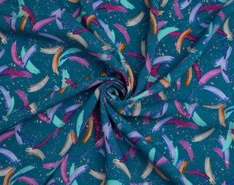 EcoVero Viscose Challis Fabric - Minerva Exclusive Artistic Arcs Twilight - Patterned, Abstract - Width 145cm / 58" - per metre
