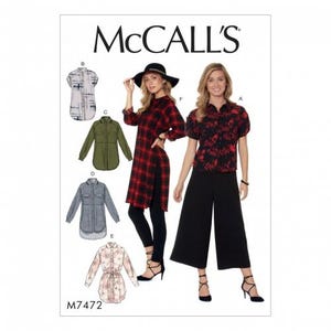 McCalls Sewing Pattern 7472 Women Dresses, Tops, Tunics Difficulty Easy