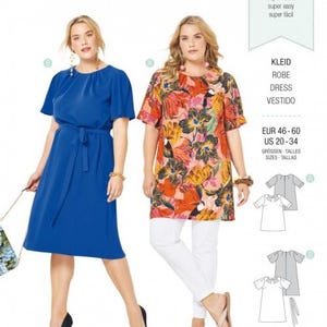 Burda Sewing Pattern 6305 Women 20-34 Tops, Dresses