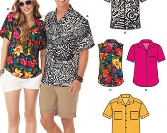 New Look Sewing Pattern 6197 Men, Women 8-10-12-14-16-18 Shirts
