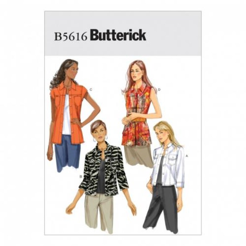 Butterick Sewing Pattern 5616 Women Waistcoats, Jackets, Shirts, Tops ...
