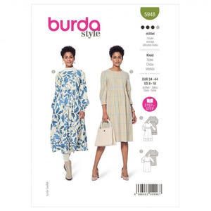 Burdaソーイングパターン5948 - 女性用ドレス、サイズ8-18（34-44） - 中級